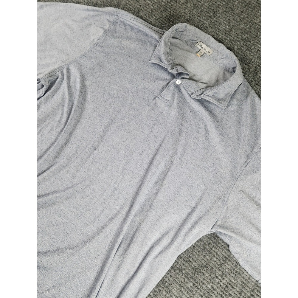 Peter Millar Mens XXL Light Blue Heathered Short Sleeve Polo Shirt Casual Golf